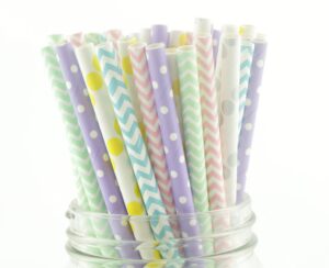 easter party straws (25 pack) - pastel party decorations and supplies, easter party favors