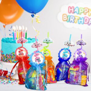 AFZMON Cloud Party Favors 24 PCS Cloud Drinking Straws with 2 Cleaning Brush On Cloud 9 Birthday Party Supplies Decorations