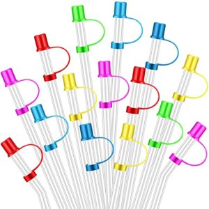 60 pieces colorful drinking straw caps reusable plastic drinking straw plugs straw cover straw tips lids for straws in 6 colors (basic colors, 9.5 mm)