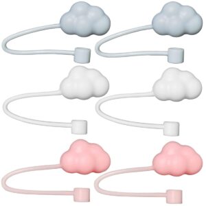 silicone straw cover 6pcs straw covers cap straw tips cover straw covers for 7mm-8mm reusable straws cloud shape straw protector, reusable straw tips lids for straws (cloud, 7mm-8mm)
