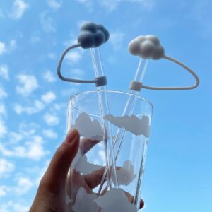 Silicone Straw Cover 6Pcs Straw Covers Cap Straw Tips Cover Straw Covers for 7mm-8mm Reusable Straws Cloud Shape Straw Protector, Reusable Straw Tips Lids for Straws (Cloud, 7mm-8mm)