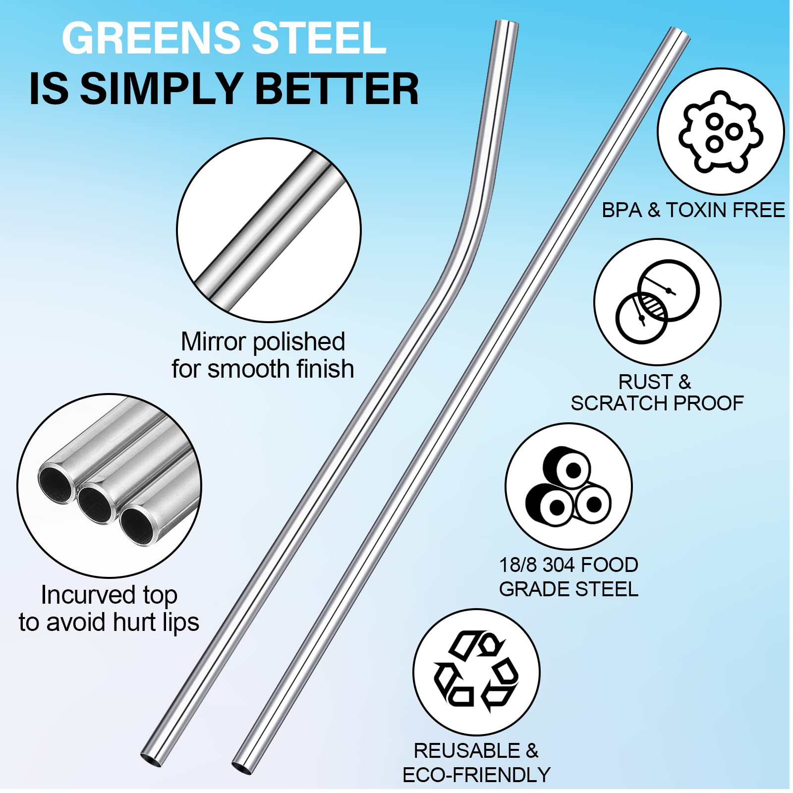 20 Pieces 14 Inch Stainless Steel Straws Long Drinking Straws for 100 oz Tumblers with Silicone Tips, Reusable Metal Drinking Straws Extra with 4 Pieces Cleaning Brush