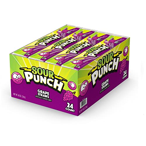 Sour Punch Grape Straws Case of 24