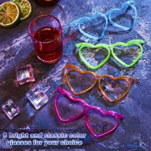 8 Pcs Drinking Straw Eyeglasses Plastic Silly Straw Eyeglasses DIY Drinking Straw Glasses in Cute Heart Fun Loop Straws Crazy Eyeglasses for Adults Kids Annual Meeting Parties Birthday (4 Colors)