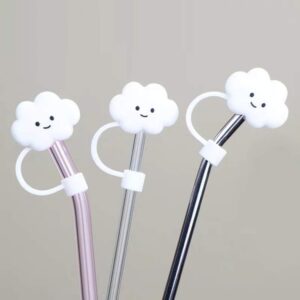 Abaodam 2Pcs Straw Tips Cover Straw Covers Cap for Reusable Straws Cloud Shape Straw Protector