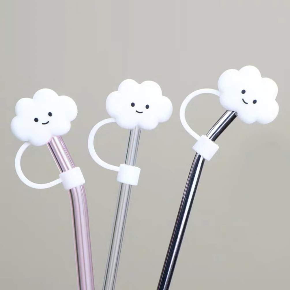 Abaodam 2Pcs Straw Tips Cover Straw Covers Cap for Reusable Straws Cloud Shape Straw Protector