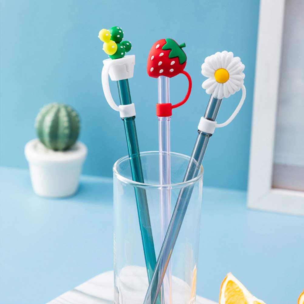 12 Pieces Silicone Straw Tips Cover,Reusable Drinking Straw Tips Lids, Dust-proof Straw Plugs for 6-8 mm Straws