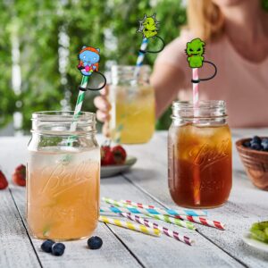 10Pcs Straw Tips Cover Fun And Quirky Straw Covers Cap for Reusable Straws Unique and interesting Shape Straw Protector 2D Style 23