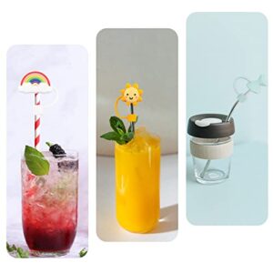 6 Pieces Silicone Straw Cover Cute Straw Tips Cover Reusable Silicone Straw Toppers for 6-8 mm Straw Protector, Anti-dust Airtight Seal Splash Proof (Not include Straw)