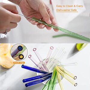 Reusable Glass Straws, 12-Pieces Drinking Straws with 2 Cleaning Brushes, Dishwasher Safe for Shatter Resistant, Eco Friendly Reusable Straws - Multicolor