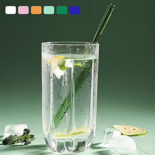 Reusable Glass Straws, 12-Pieces Drinking Straws with 2 Cleaning Brushes, Dishwasher Safe for Shatter Resistant, Eco Friendly Reusable Straws - Multicolor