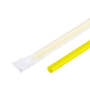 Karat 9'' Giant Straws (8mm) Paper Wrapped - Yellow - 2,500 ct