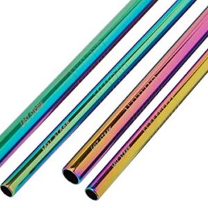 LAST STRAW Sky Blue Velvet Collection – Portable 304 Stainless Steel Cocktail Length Eco-Friendly Drinking Straws - Set of 4 Washable Rainbow Metal Straws + Brush + Velvet Carrying Pouch