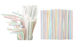 500 pcs 8.27 inch colorful flexible plastic drinking straws,individually wrapped , bendable,disposable,thick straw for party, for use with any jumbo cup or water bottle,bap free, dia 0.24inch