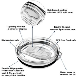 8 Piece Set For Yeti Straw 10 oz/20 oz,No Leak Sliding Closure 100% Spill Proof Straw Lid And Fits Yeti Rambler Tumbler,Ozark Trail Cup Or More Brand Stainless Steel Mugs