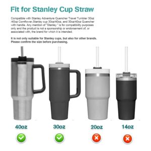 Auspolo Straw Replacement 40oz and 4 Pack Straws Cover for Stanley Cup Accessories, 6pcs Long Reusable Straws for Stanley 40 oz Tumbler with Handle, Stanley Straw Covers Cap for Stanley Cup