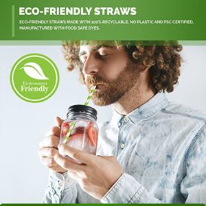 Sage Mountain Biodegradable Paper Drinking Straws for Smoothies, Shakes, and Bubble Teas