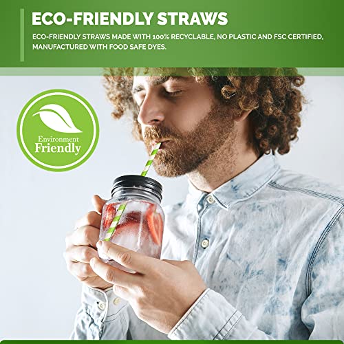 Sage Mountain Biodegradable Paper Drinking Straws for Smoothies, Shakes, and Bubble Teas