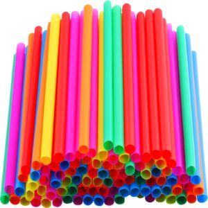 200pcs jumbo straws,assorted colors smoothie straws disposable,wide-mouthed boba straw, large bubble tea straw extra long,plastic wide straws for milkshakes,beer,frozen drinks,party supplies