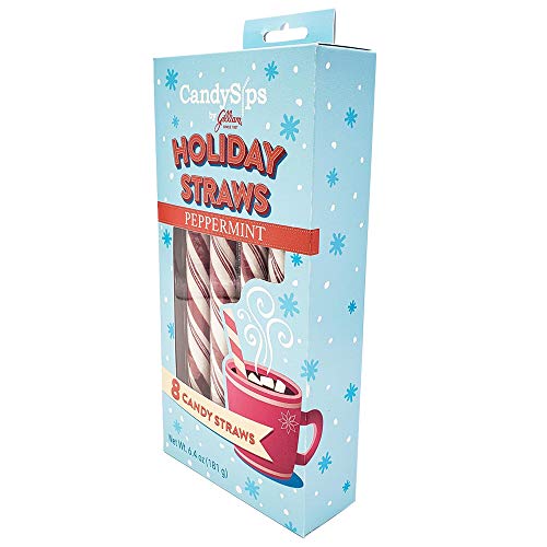 CandySips Candy Straws, Peppermint, 8 Straws, Pack of 2