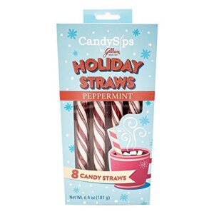 candysips candy straws, peppermint, 8 straws, pack of 2
