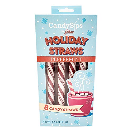 CandySips Candy Straws, Peppermint, 8 Straws, Pack of 2