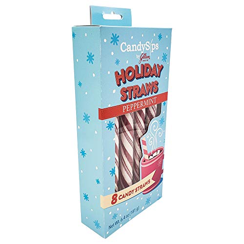 CandySips Candy Straws, Peppermint, 8 Straws, Pack of 2