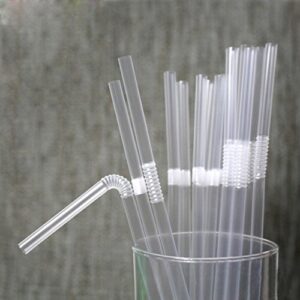 tieno 100 pieces clear disposable drinking straws flexible plastic soda smoothies straw with individual packing