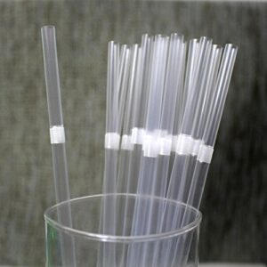 TIENO 100 Pieces Clear Disposable Drinking Straws Flexible Plastic Soda Smoothies Straw with Individual Packing