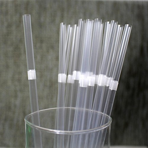 TIENO 100 Pieces Clear Disposable Drinking Straws Flexible Plastic Soda Smoothies Straw with Individual Packing