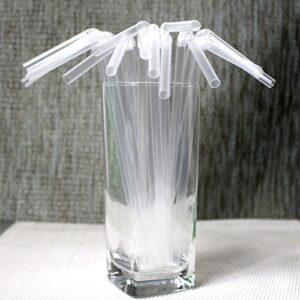 TIENO 100 Pieces Clear Disposable Drinking Straws Flexible Plastic Soda Smoothies Straw with Individual Packing