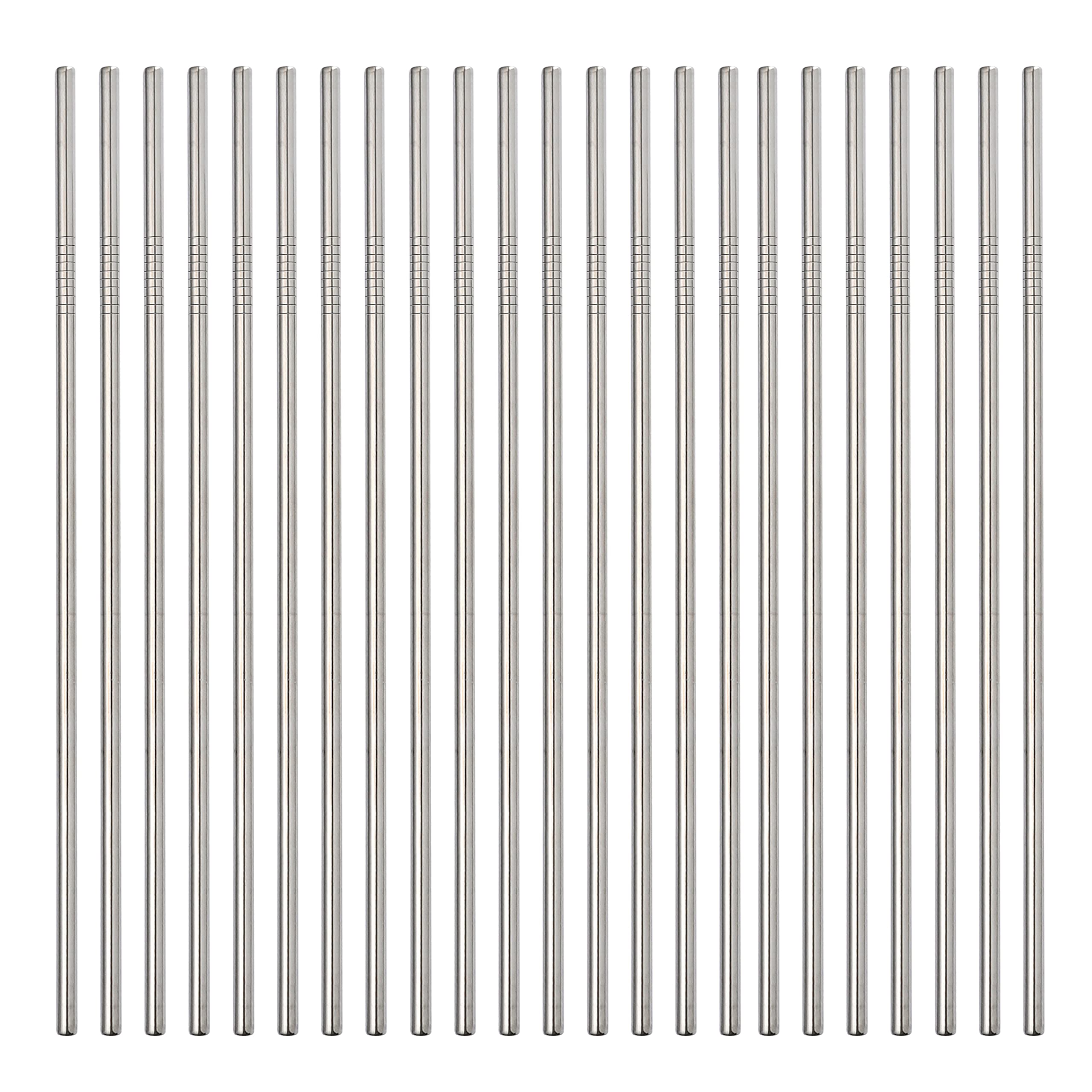 Reusable Metal Straw 50Pcs In Bulk.265mm Reusable Stainless Steel Straight Straws.NiceCaTeLe Drinking Straws Wholesale for 30 oz & 20 oz Tumblers Yeti Water Bottle(10.5" - Silver, 50pcs - Straight)