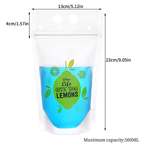 24 Set Drink Pouches Beverage Juice Bags with Straws and Zipper Drinking Cups for Birthday Cheers Stand-up Carnival Party Favor