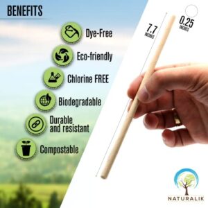 Naturalik 100-Pack Extra Durable Biodegradable Paper Straws - Dye-Free- Eco-Friendly Sturdy Paper Straws Bulk- Drinking Straws for Smoothies, Restaurants and Party Decorations, 7.7" (Brown 100ct)