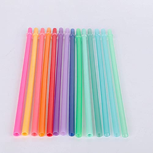 24Pcs Reusable Drinking Straw by WerkaSi, 10.6-inch 12Pcs Long Clear Plastic Straws and 9-inch 12Pcs Boba Colored Straws with 2Pcs Straw Brushs