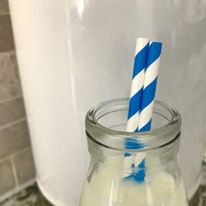 Paper Straws - Blue White - Stripe Chevron Polka Dot - 7.75 Inches - 100 Pack - Outside the Box Papers Brand