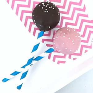 Paper Straws - Blue White - Stripe Chevron Polka Dot - 7.75 Inches - 100 Pack - Outside the Box Papers Brand