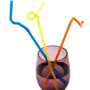 LaMi 75 Super Flex Straws, Plastic Assorted Colors