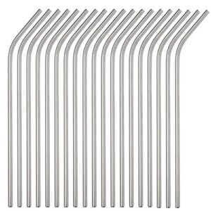sunwinc reusable metal bent straws 50pack in bulk,10.5inch stainless steel drinking straws for 30oz/20oz tumblers yeti cups child metal straws(new all bent 50pcs -10.5" silver)