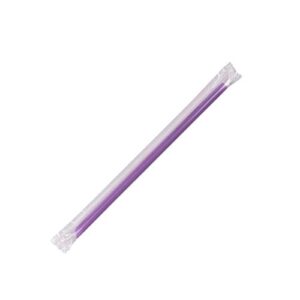 Karat C9072 7.75" Giant Straws (8mm Diamater), Poly-Wrapped, Diagonal Cut, Solid Purple (Case of 5000)