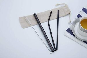 titanium coated stainless steel straw kit (black)