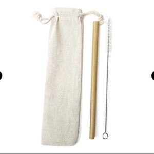 Eco friendly bamboo reusable straws (2) with cleaning brush (1) and juke bag (1)