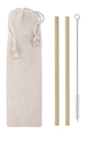eco friendly bamboo reusable straws (2) with cleaning brush (1) and juke bag (1)