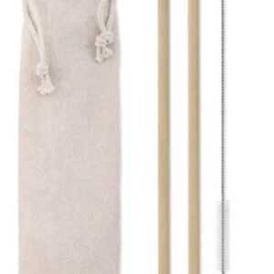 Eco friendly bamboo reusable straws (2) with cleaning brush (1) and juke bag (1)