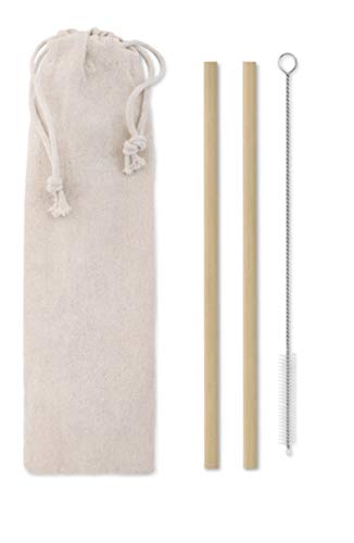 Eco friendly bamboo reusable straws (2) with cleaning brush (1) and juke bag (1)