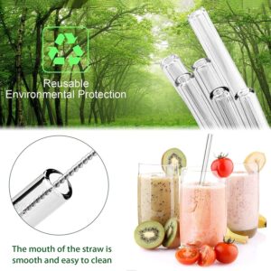 8 Pcs Reusable Glass Straws, 8"x8mm Eco-friendly Drinking Straws for Smoothie, Milkshakes, Tea, Juice, Cocktail Straws, Multi-Color Mixed (8Pcs Bent)