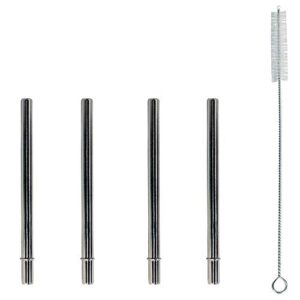 extra short 5" safer stainless steel straws for 12oz thermos funtainer, cocktails, small glasses or cups (4 pack + cleaning brush)