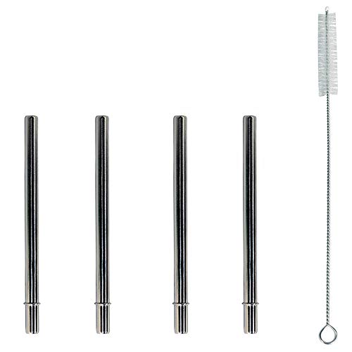 Extra Short 5" Safer Stainless Steel Straws for 12oz Thermos Funtainer, Cocktails, Small Glasses or Cups (4 Pack + Cleaning Brush)