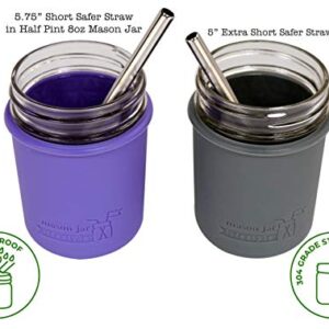 Extra Short 5" Safer Stainless Steel Straws for 12oz Thermos Funtainer, Cocktails, Small Glasses or Cups (4 Pack + Cleaning Brush)