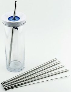 4 pack cocostraw for contigo shake and go 20 oz auto close tumbler perfectfit 18/8 stainless steel drinking straws with cleaning brush